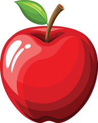 Glossy Realistic Apple Illustration Vecto.