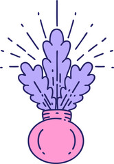 illustration of a traditional tattoo style house plant