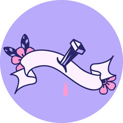 tattoo style icon with banner of iron nail