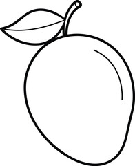 Mango Fruit Outline Vector Illustration.