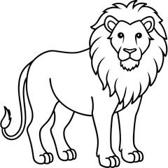 African Lion line art vector
