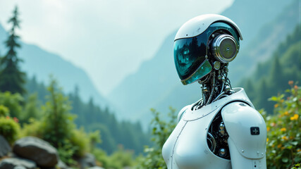Advanced Humanoid Robot in Natural Landscape