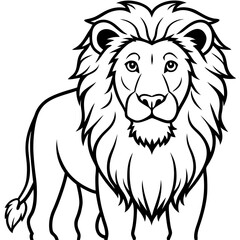 African Lion line art vector