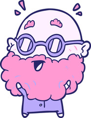 cute cartoon surprised old man