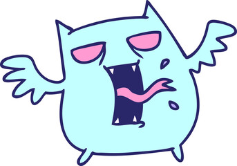 freehand drawn cartoon of cute scary kawaii bat