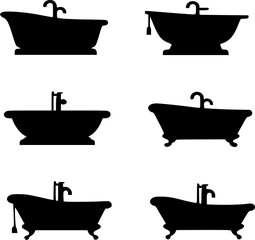 Luxury Bathtub Silhouette Pack with White Background