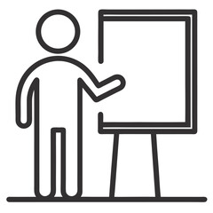 Person presenting information on a whiteboard simple icon