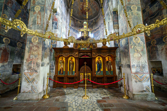 Fruska gora, Serbia - May 25, 2025: Interior of The Novo Hopovo Monastery of a Serb Orthodox monastery.