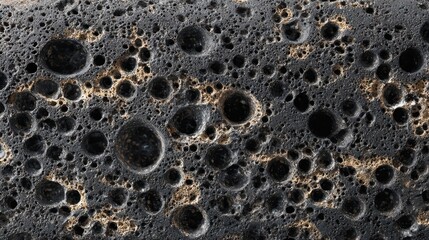 Volcanic rock with porous bubbly surface showcasing intricate textures and natural formations