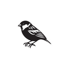 **"Charming House Sparrow Vector Silhouette: Small Urban Bird Design Featuring Compact Body, Short Beak, and Perched Pose in Clean, Minimalist Style for Crafts and Digital Art"**
