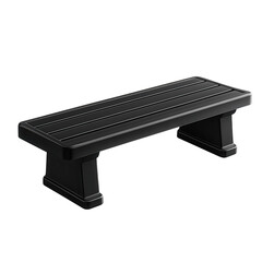 A sleek matte black bath step stool enhancing modern bathroom aesthetics on transparent background