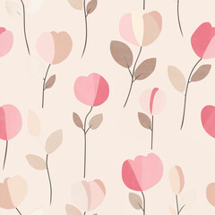 Delicate Blooms in Soft Hues: a close-up of a repeating pattern of elegantly crafted floral shapes. Tile and seamless pattern