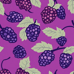 Berry Burst: A vibrant and stylized illustration showcasing an array of ripe berries. Tile and seamless pattern