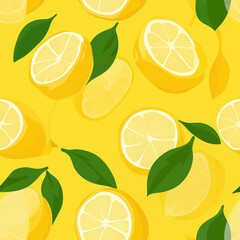 Lemon Freshness: A refreshing and vibrant illustration showcases juicy. Tile and seamless pattern