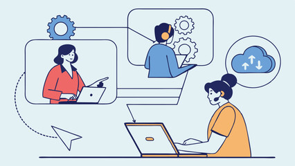 Remote team collaboration cloud computing online support