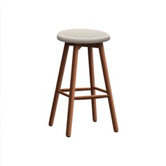 Vector art of a bar stool with a round seat and tall legs on a clean white background