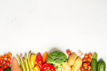 Fresh vegetables on white background.