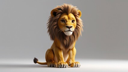 Adorable 3D Render Lion Sitting Pose isolated