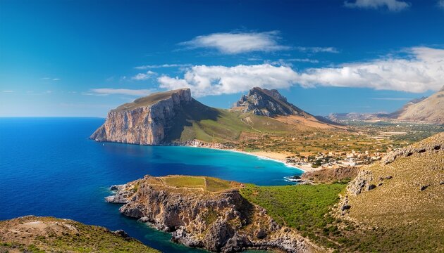 aerial view of macari coastline near san vito lo capo sicily