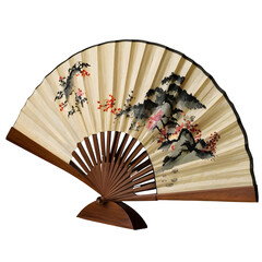 A_traditional fan on white  background