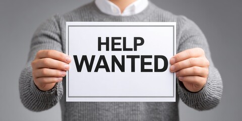 A person holding a help wanted flyer and looking discouraged