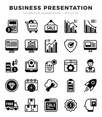 Business Presentation icons Pack. Lineal Filled icons set. Business Presentation collection set.
