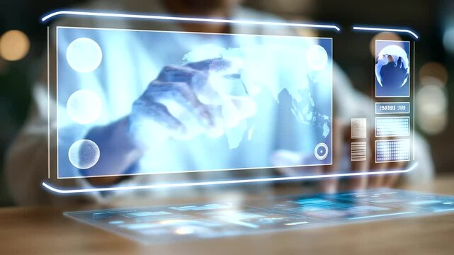 A visionary UX designer crafts immersive 3D interfaces within a virtual reality environment.