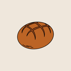 Round Crusty Bread Illustration