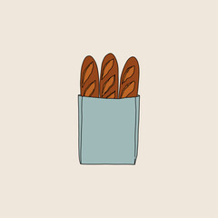 Baguettes in Bag Illustration