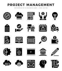 Project Management Icons bundle. Glyph style Icons. Vector illustration.