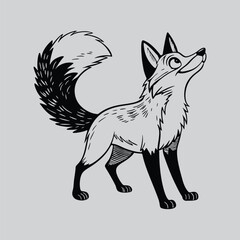 Detailed Fox Drawing in Black and White
