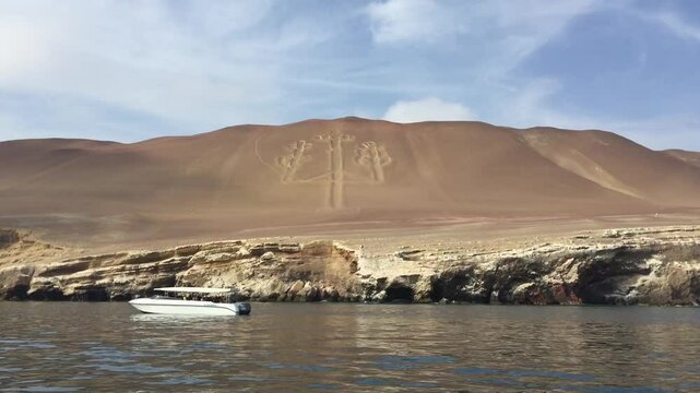 Paracas Candelabra Geoglyph on Desert Hill