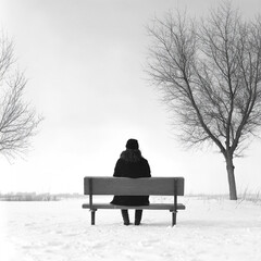 A man sitting alone on a bench