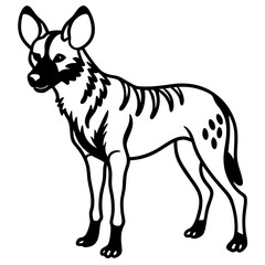 African Wild Dog line art vector