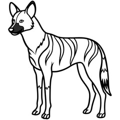 African Wild Dog line art vector