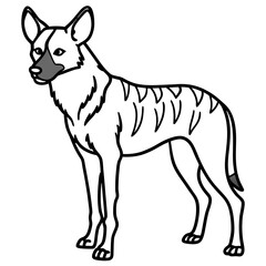 African Wild Dog line art vector