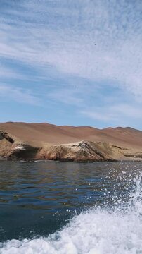 Coastal Desert Landscape of Paracas with Ocean Spray