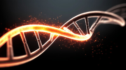 Glowing DNA Strand Activating Neural Connections, Abstract Representation of Intellectual Brilliance
