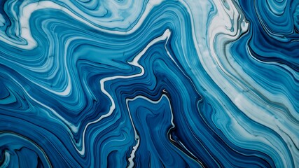 Abstract Blue and White Marble Texture Background with Wavy Lines
