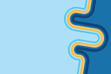 Abstract blue and geometric semicircle with a striped line on the background of a moving pattern.