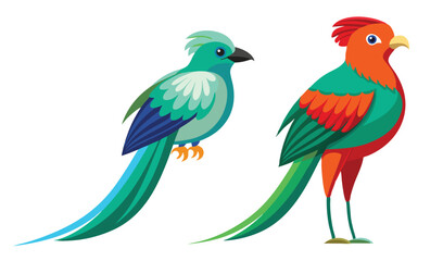 Obraz premium Two vibrant tropical birds illustration