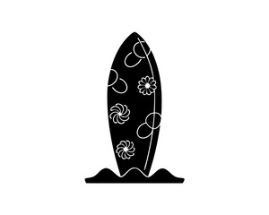 creative details Outline silhouette surfboard beach water icon vector illustration