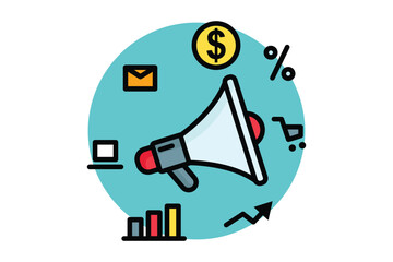Marketing icon. colored outline icon style. icon related to branding. business elements vector illustration