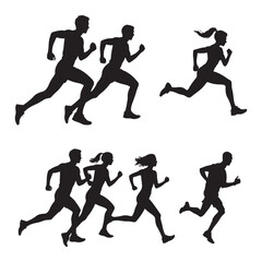Running Man Silhouette Vector Illustration. Athletic Jogging Male for Sports and Fitness Concepts