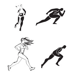 Running Man Silhouette Vector Illustration. Athletic Jogging Male for Sports and Fitness Concepts