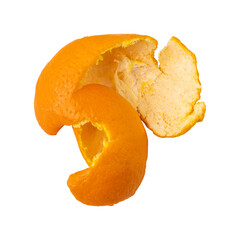 Fresh orange peel isolated on transparent background	