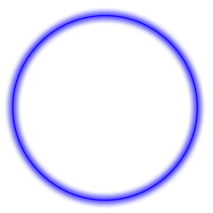 Obraz premium Blue neon glowing circle light effect on transparent background. Neon ring. 