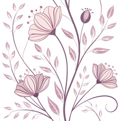 Seamless ethereal floral pattern transparent background