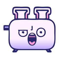 gradient shaded cartoon of a of a toaster