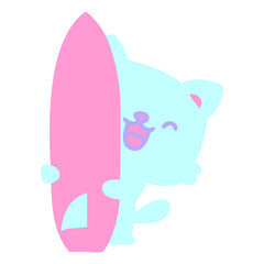 cute cat with surfboard